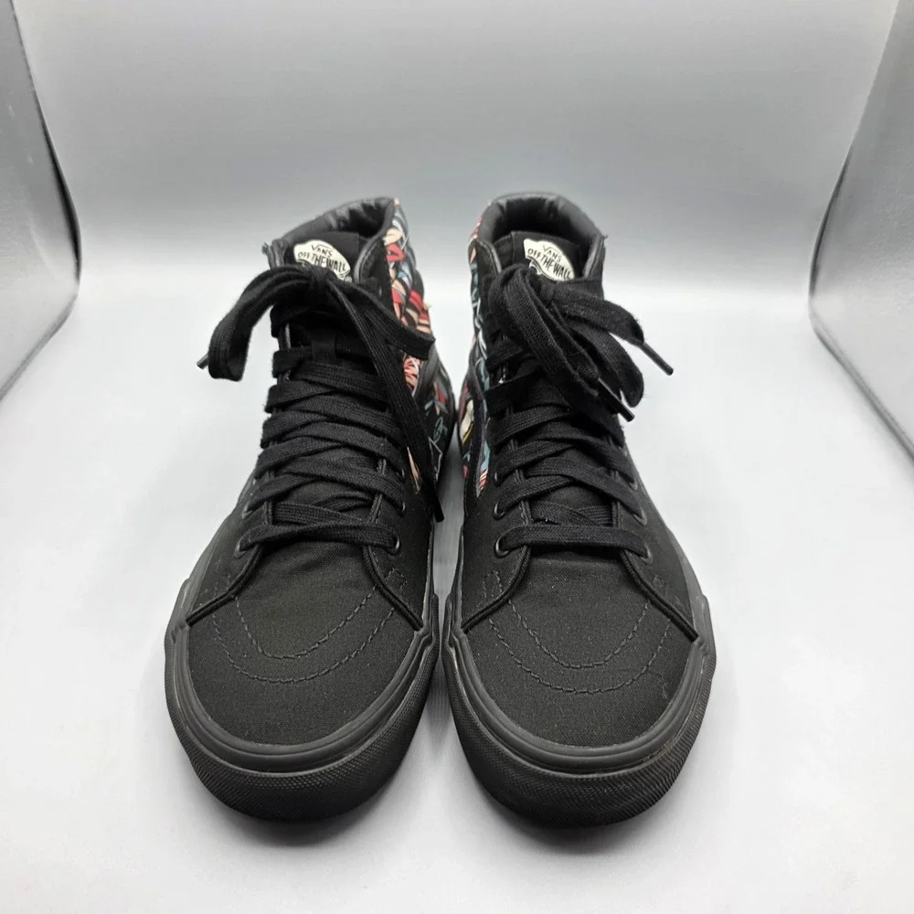 Vans Sk8-Hi Shoes Womens 8 Black Tropical Floral Old Skool‎ High Top Sneakers
